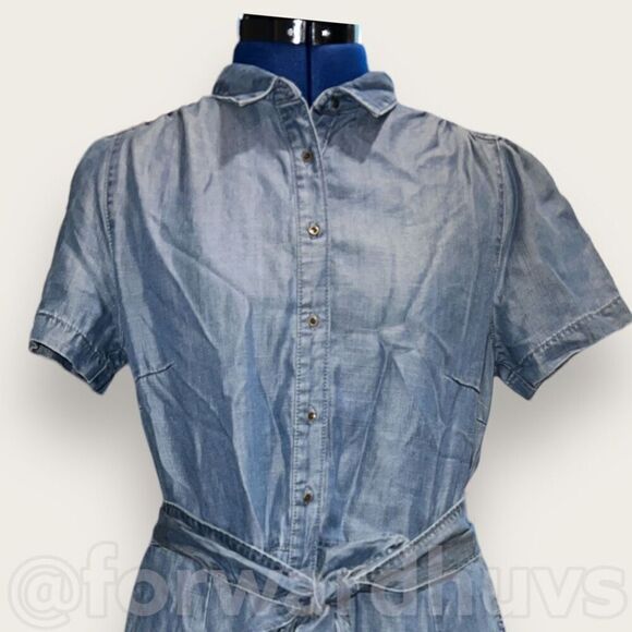 ESprit Light Weight Blue Button Down Dress Size 10 - Picture 4 of 11